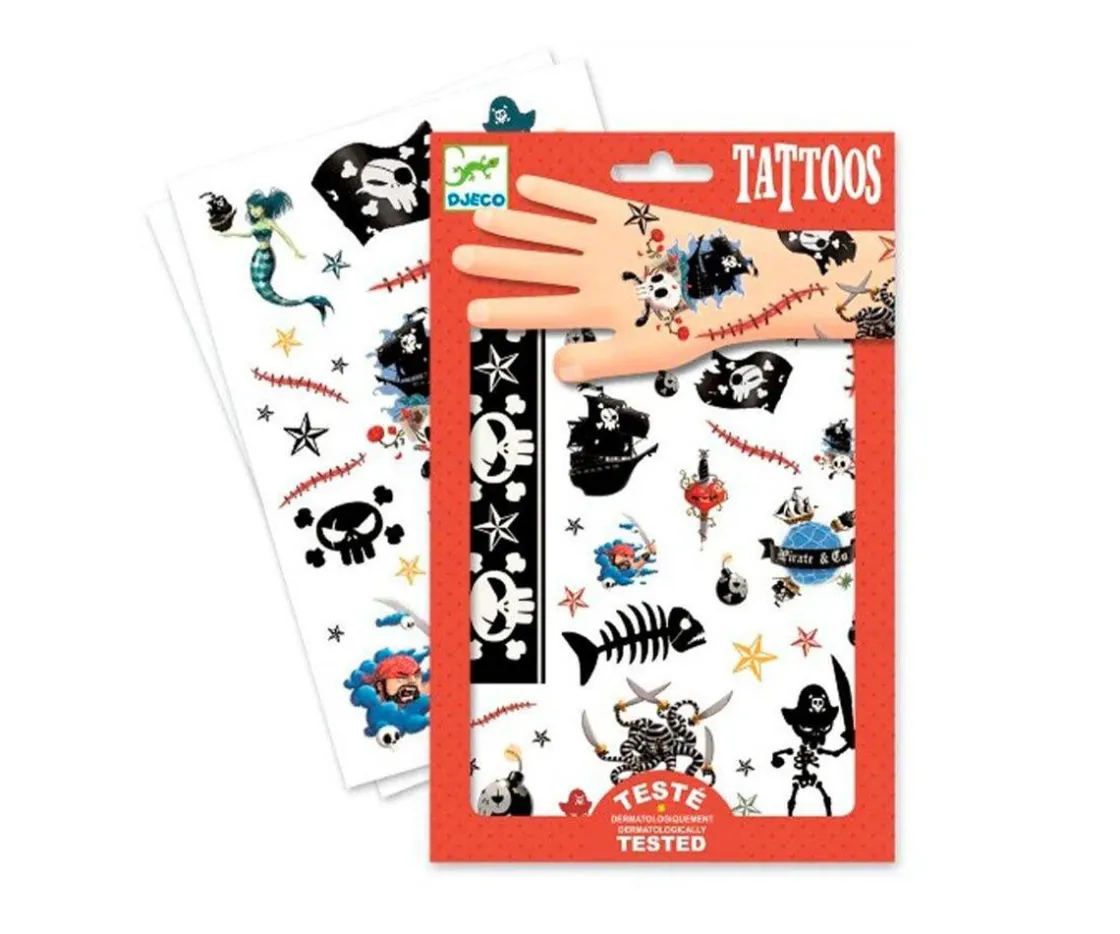 Djeco Tatuajes Los Piratas^Niños Pintura De Uñas, Brillos Y Tattoos