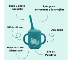 Sassi Taza de Silicona con Pajita Elefante 120ml