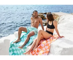 Dock & Bay Toalla Playa Large Microfibra Summer Check Verde Personalizable