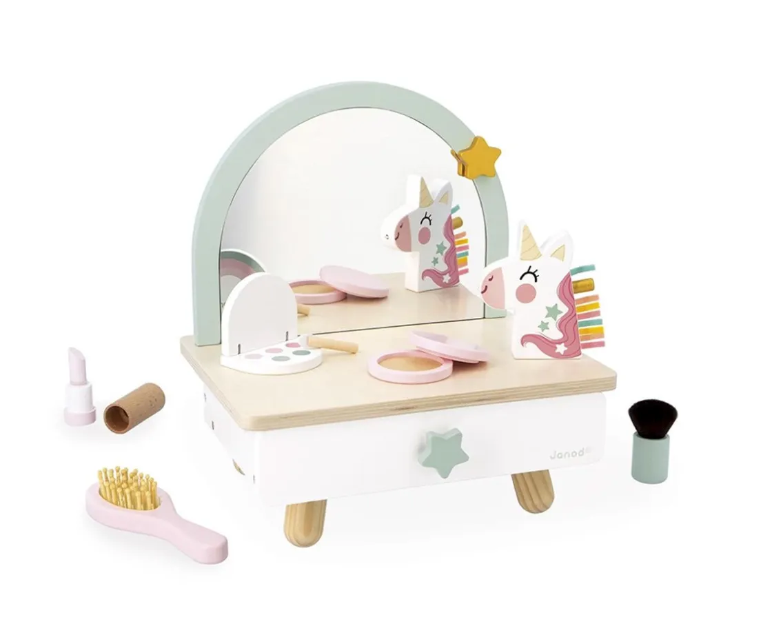 Niños Janod Tocador de Madera Unicornio