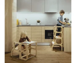 Niños Ettetete Torre Aprendizaje Montessori Mesa y Silla Silver / Mocha Mouse