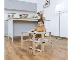Niños Ettetete Torre Aprendizaje Montessori Mesa y Silla Silver / Mocha Mouse