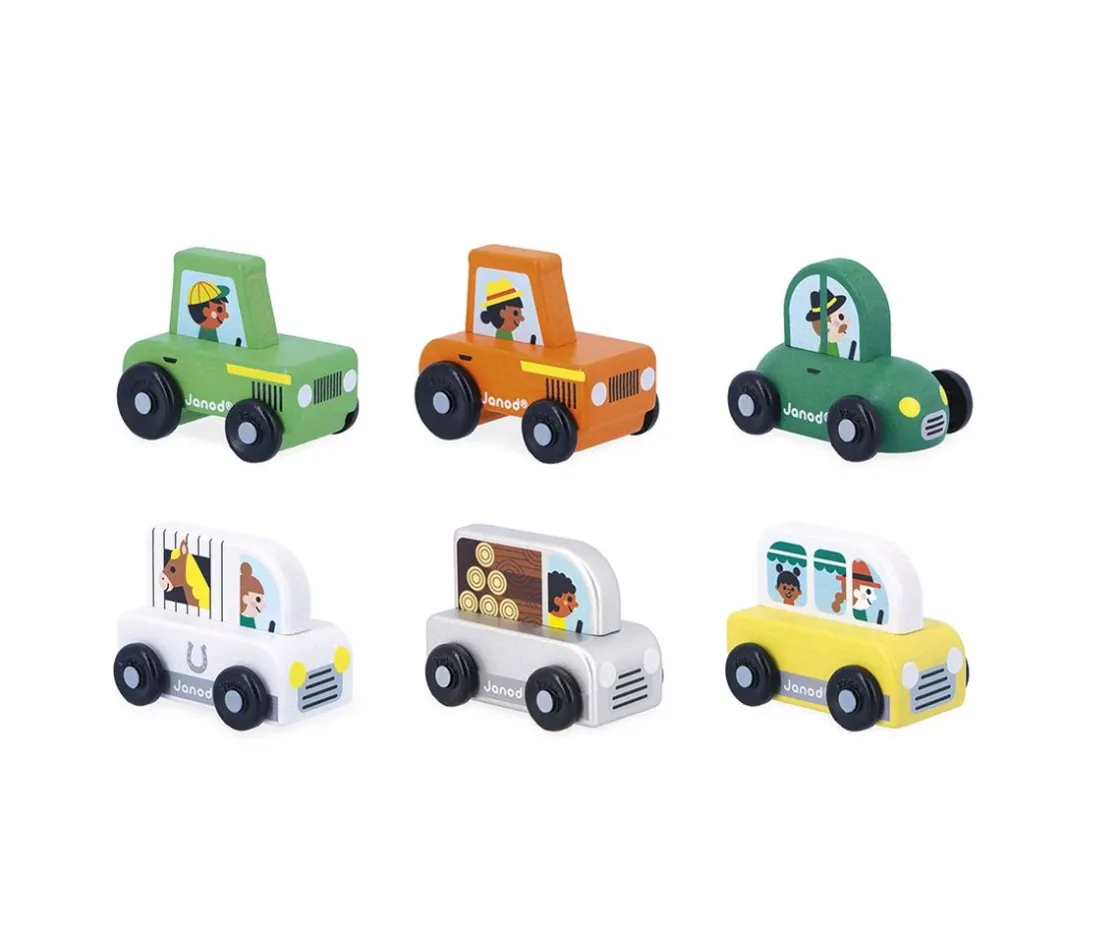 Janod Tractor de Madera Campiña Cross Roads^Niños Juguetes Para Niños De 18 Meses