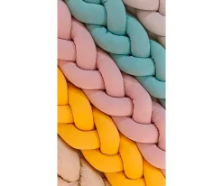 Mobo Trenza Protector Algodón Mostaza 210 cm^ Ropa De Cuna Y Cama