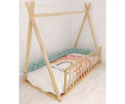 Mobo Trenza Protector Algodón Mostaza 210 cm^ Ropa De Cuna Y Cama