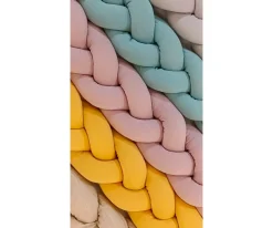 Mobo Trenza Protector Algodón Rosa 180 cm^ Ropa De Cuna Y Cama