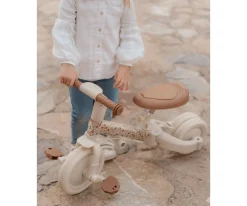 Niños Little Dutch Triciclo con Barra 4 en 1 Blanco Flores