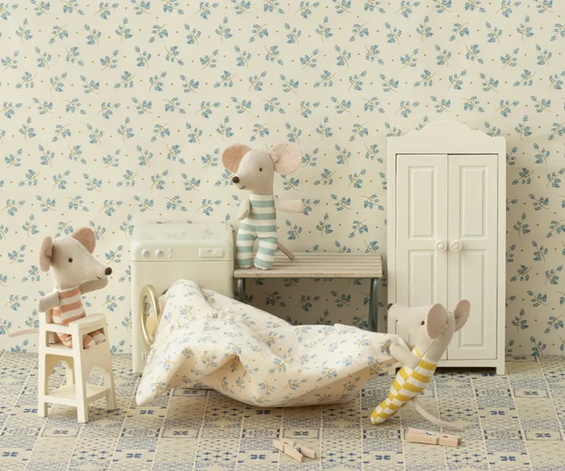 Niños Maileg Trona Ratón Blanco Roto