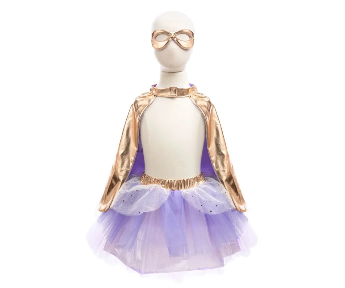 Great Pretenders Tutú, Capa y Máscara Super-Duper Metallic Rose Gold/Lilac 4-6 años^Niños Disfraces Para Niños
