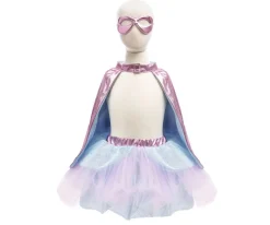 Great Pretenders Tutú, Capa y Máscara Super-Duper Metallic Pink/Light Blue 4-6 años^Niños Disfraces Para Niños