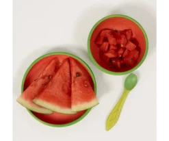 Oli & Carol Vajilla 3 Piezas de Madera Wally The Watermelon^ Baby Led Weaning
