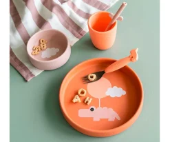 Done by Deer Vajilla de Silicona Happy Clouds Papaya^ Vajilla Infantil