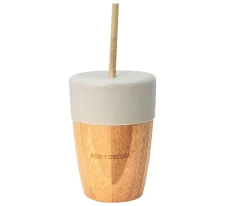 Ecorascals Vaso Bambú Gris con Pajita^Niños Vasos Para Bebés Y Niños