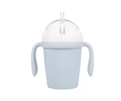 Bo Jungle Vaso con Pajita y Asas Biodegradable Azul Claro^Niños Vasos Para Bebés Y Niños