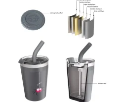 Niños Carl Oscar Vaso Termo Hermético con Pajita TEMP Tumbler Araña Grey