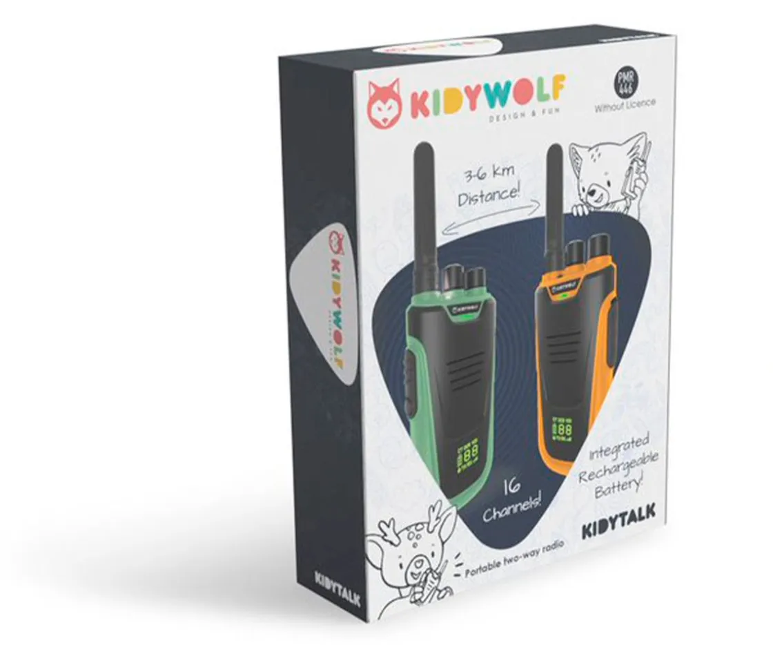 Niños Kidywolf Walkie Talkie Verde y Amarillo
